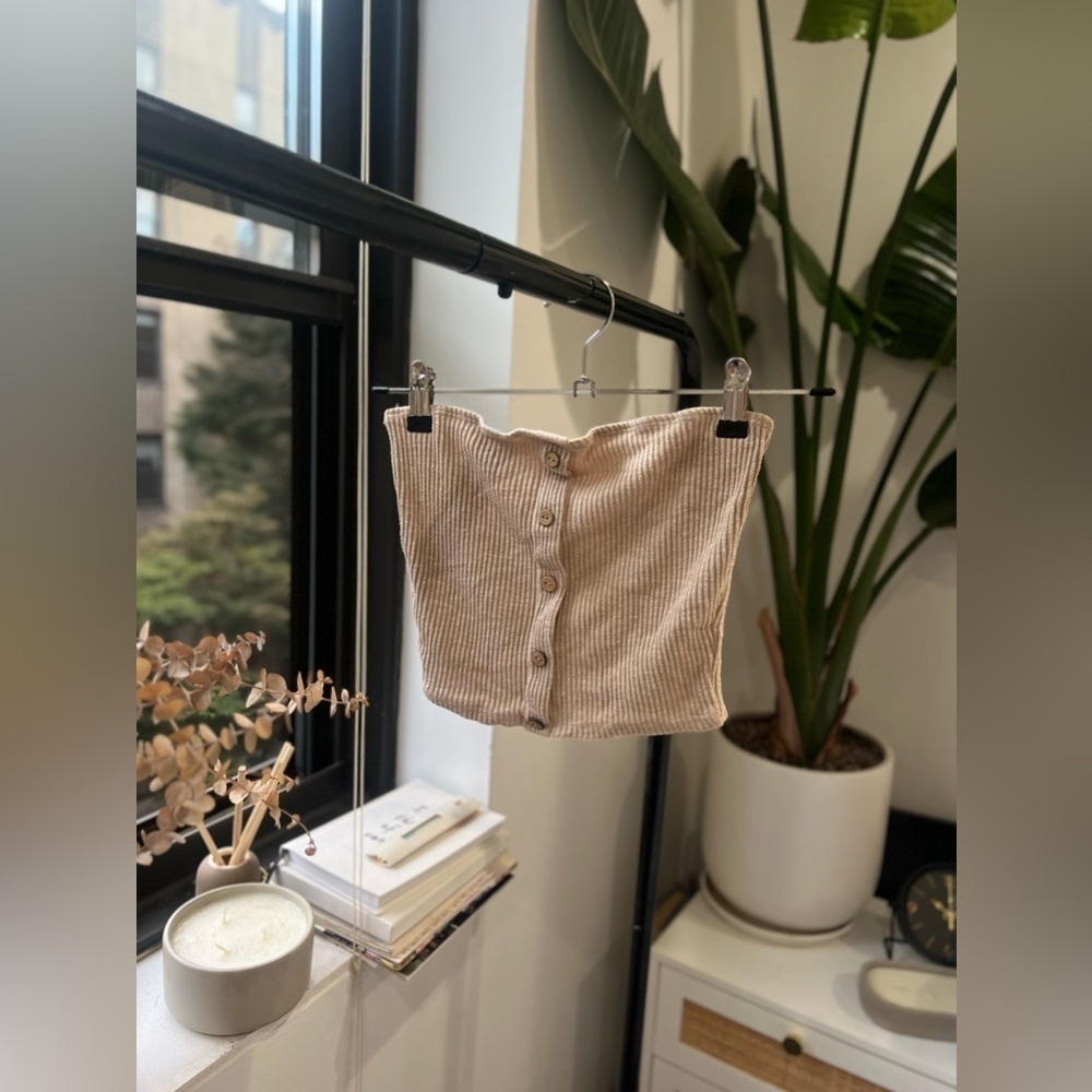 Beige bandeau crop top